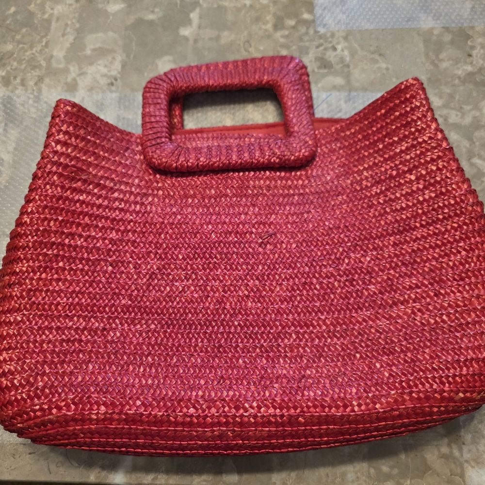 Elegant Red Woven Handbag